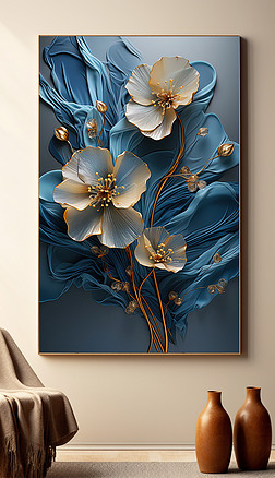 原创立体手绘花卉花朵植物风景卧室客厅玄关装饰画
