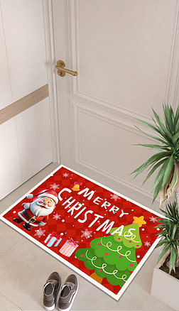 圣诞节地毯红色喜庆新年地垫卡通浴室进门地垫