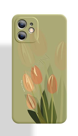 奶油郁金香现代简约花朵手机壳创意手机壳图案设计