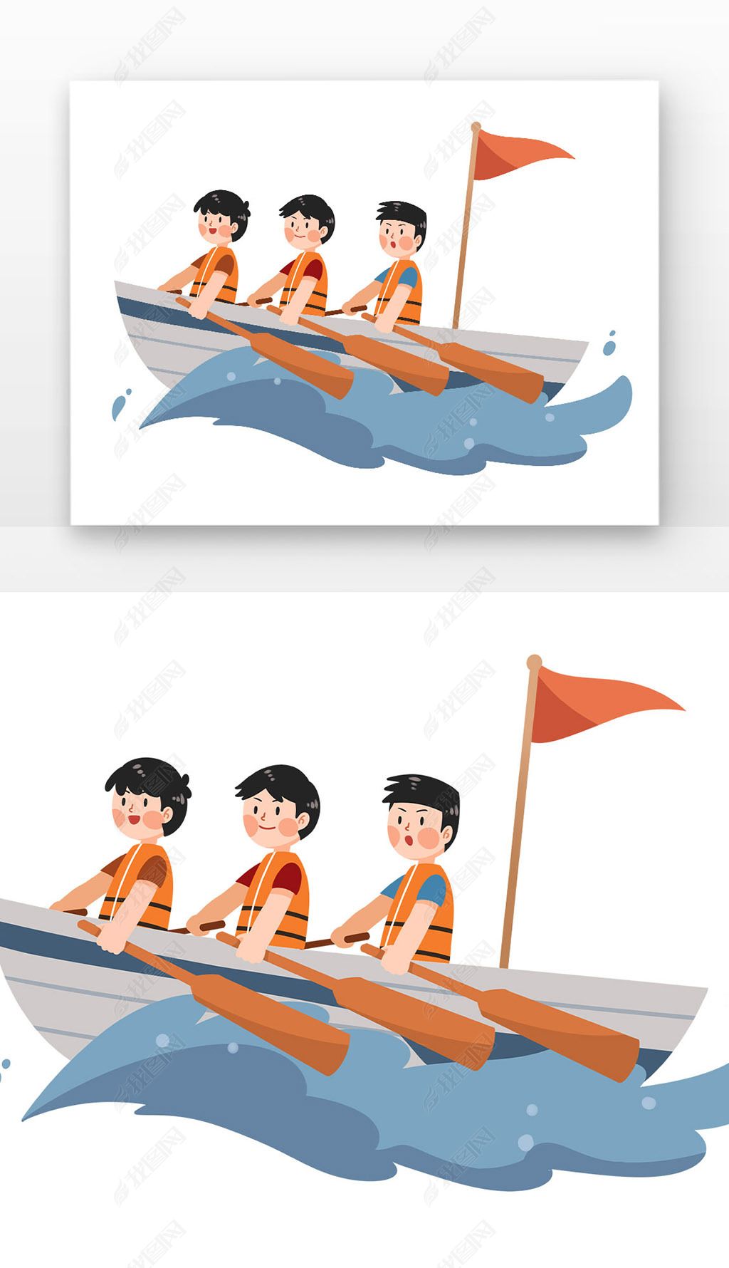 夏令营漫画体能练习划船