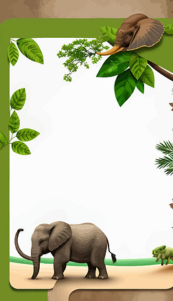 大象野生动物插画野外风景动物插图02