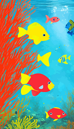海底世界海洋生物海鲜水产插画18