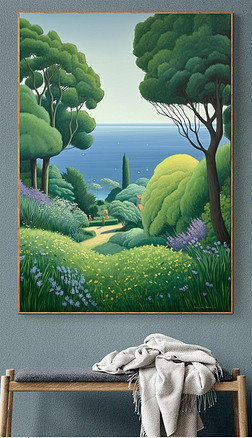 纯手绘油画森林风景装饰画客厅大幅绿色挂画玄关小清新森系壁画