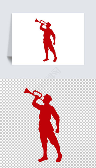 长征战士人物吹号剪影