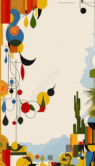 色块设计背景装饰背景画绘画作品插画19