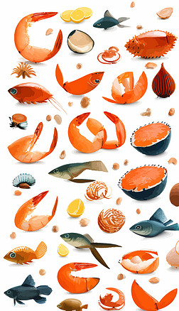 鲜美海鲜美食插画新鲜海产海类餐饮10