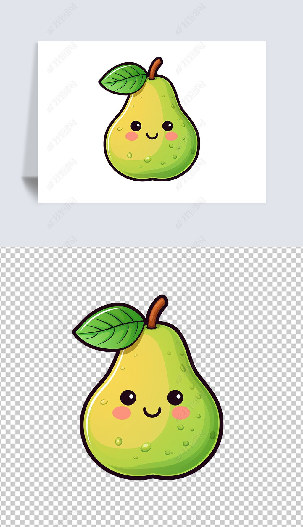 梨子水果卡通手绘创意插画海报素材