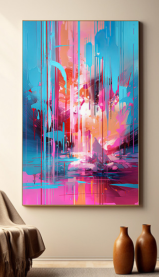 现代简约暖色抽象画艺术渐变色背景挂装饰画