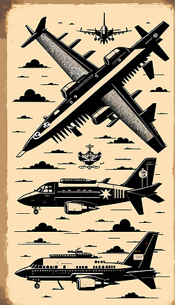 战争装备飞机轰炸机军备军事插画10