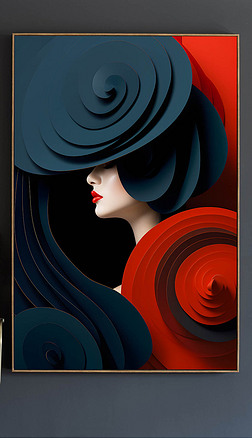 时装头饰人物现代轻奢玄关过道装饰画二