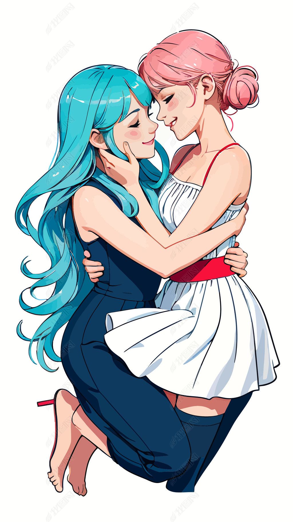 原创密友好朋友女性友情好友情谊卡通插画14-版权可商用