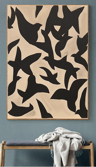 简约现代创意抽象动物黑白灰风格艺术高级感客厅玄关背景墙装饰画