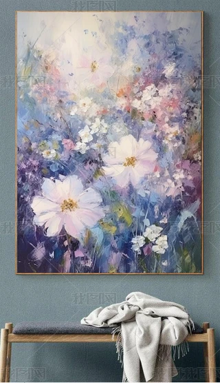 油画水岸花海玄关专题模板-油画水岸花海玄关图片素材下载-我图网