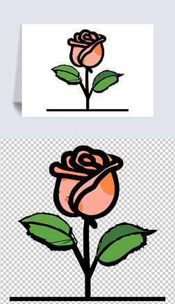 玫瑰花植物花卉个性平面插画图标插画矢量图