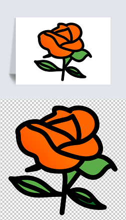 玫瑰花植物花卉个性平面插画图标插画矢量图