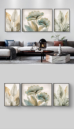 现代简约手绘油画花卉抽象客厅装饰画