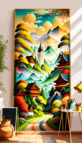 装饰画绘画艺术油画作品挂画背景墙画插画75