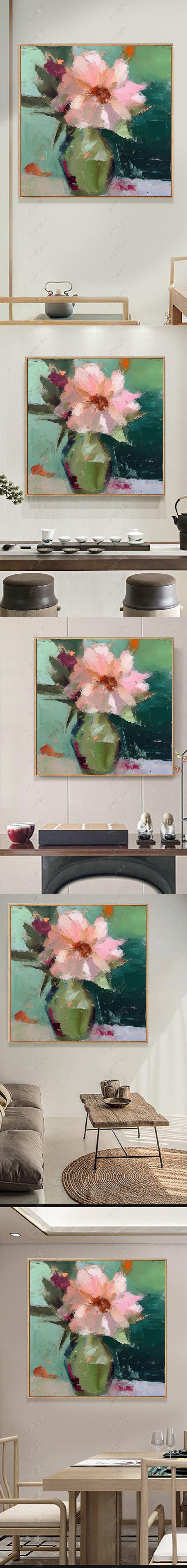 方形挂画下载,您当前访问作品主题是手绘油画抽象植物粉色花卉肌理
