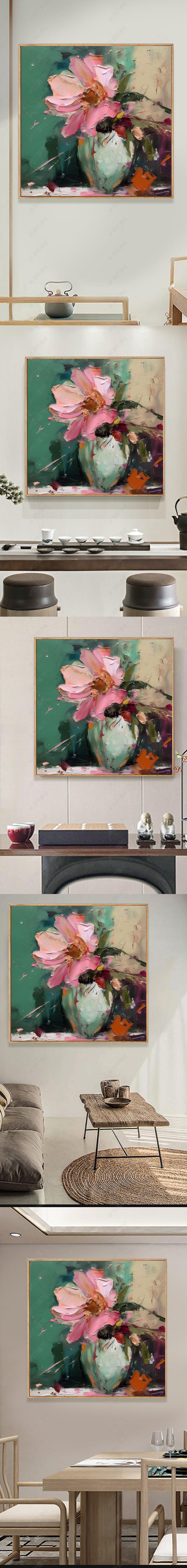 方形挂画下载,您当前访问作品主题是手绘油画抽象植物粉色花卉肌理