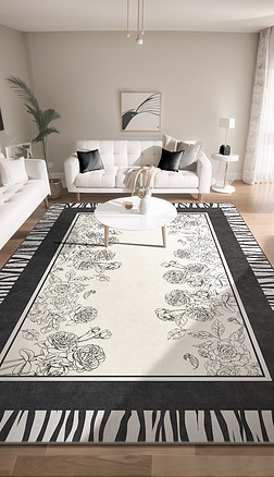 奶油风法式田园花卉地毯客厅地毯卧室地毯