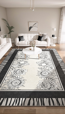 奶油风法式向日葵花地毯客厅地毯卧室地毯