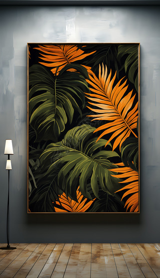 原创抽象艺术创意简约树叶简约植物装饰画挂画挂图