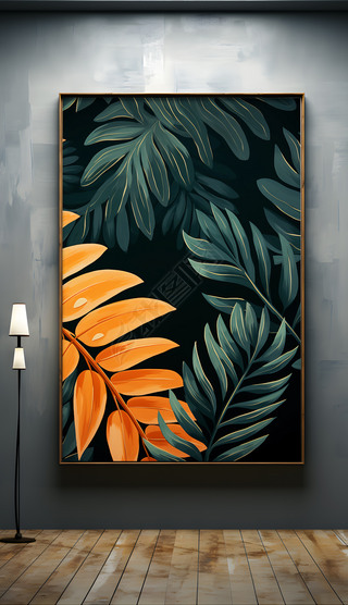 原创抽象艺术创意简约树叶简约植物装饰画挂画挂图