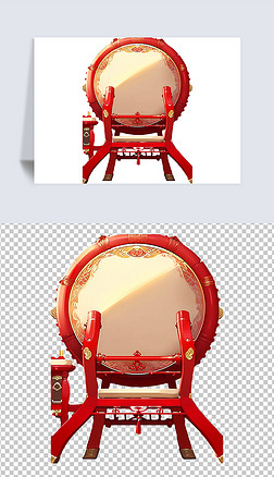 红色大气新年春节节日庆典中国鼓打鼓大鼓免抠素材