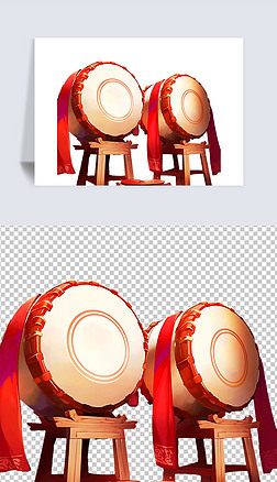 红色大气新年春节节日庆典中国鼓打鼓大鼓免抠素材