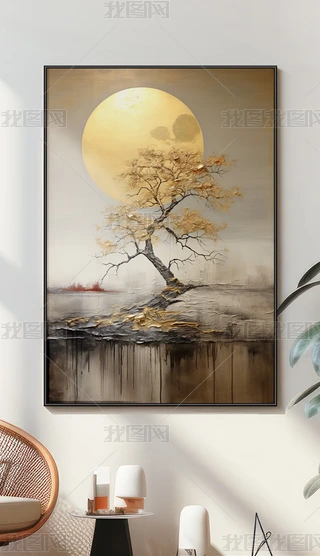 日本画　山水画　金箔背景 金色山水画金箔画图片大全-金色山水画金箔画背景图片-我图网