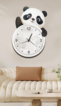 现代简约客厅装饰画挂钟熊猫创意时钟画网红3