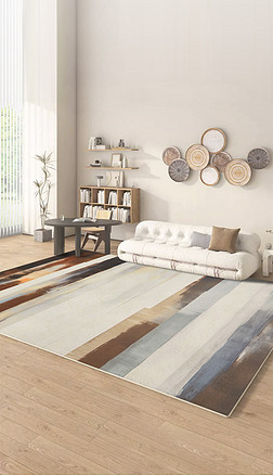 现代简约轻奢抽象肌理客厅床边地毯地垫