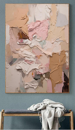 简约抽象油画立体肌理布画手工客厅玄关装饰画