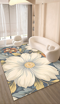 现代北欧美式复古欧式轻奢简约客厅地毯图案设计