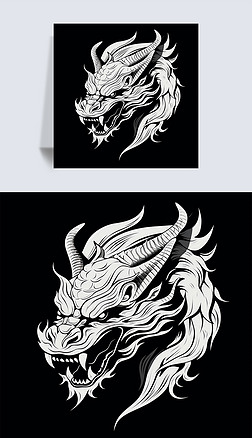 中国龙传统生肖龙年龙头海报设计素材矢量图插画