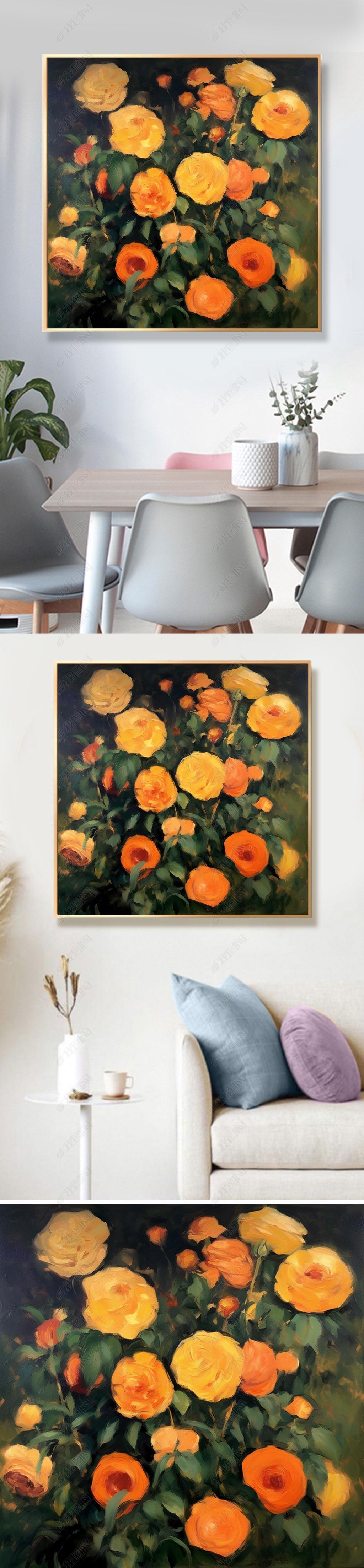 装饰画正方形植物花卉挂画女