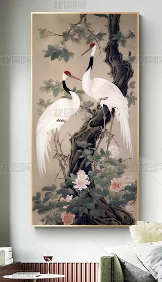 花鳥仙鶴圖 花鸟仙鹤图图片大全-花鸟仙鹤图背景图片-我图网