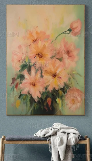 油彩画　【花】　抽象 抽象油画百合花专题模板-抽象油画百合花图片素材下载-我图网