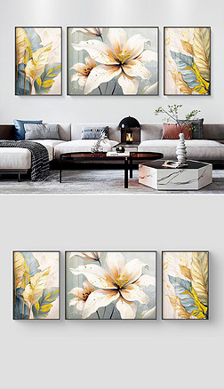 现代简约手绘油画花卉客厅抽象装饰画