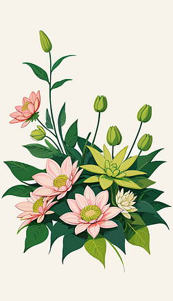 鲜花背景设计纹理花纹花形插画95