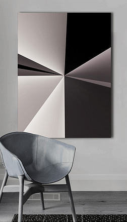 现代简约抽象几何光影黑白玄关装饰画挂画
