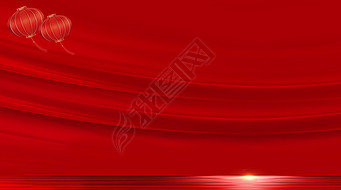 新年节日红色喜庆大气背景红布灯笼水面动态背景