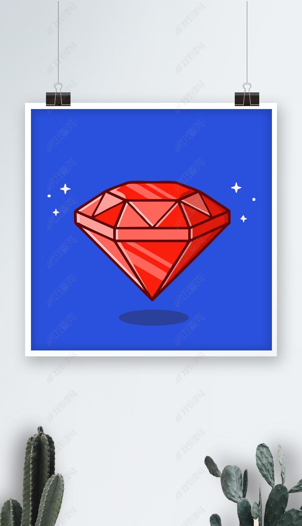 原创红宝石矢量q版卡通儿童插画-版权可商用