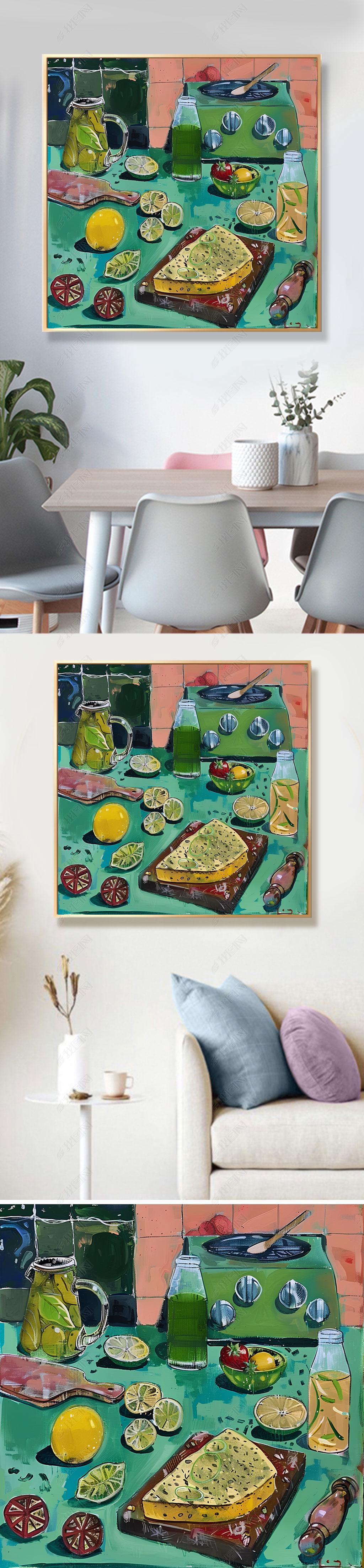 您当前访问作品主题是纯手绘油画波普奶油风客厅装饰画正方形创