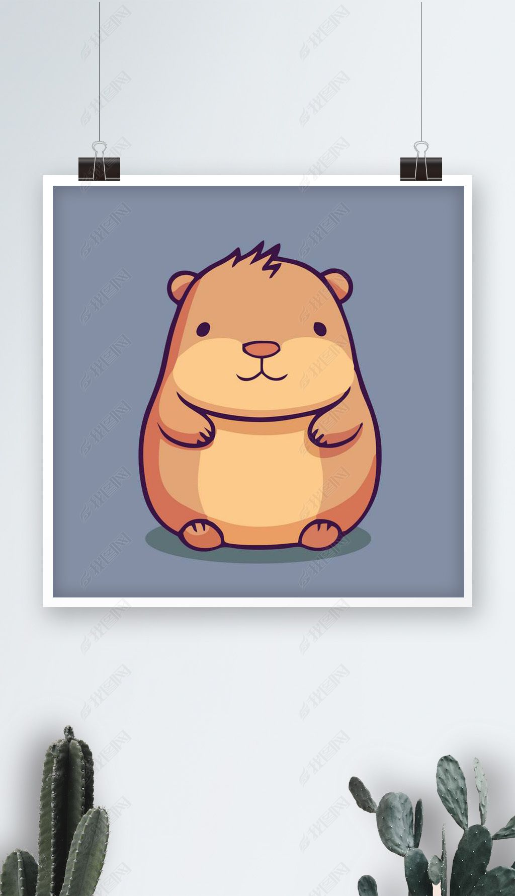 原创竹鼠龙猫扁平设计矢量q版卡通儿童插画-版权可商用