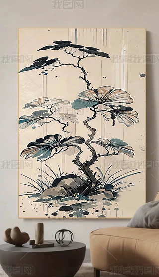 中国名絵／金絵／迎客松￼ 中国名絵／金絵／迎客松
