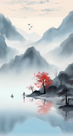 �й�����ɫ�����⾳ˮīɽˮ��ͼƬ����Ԫ��