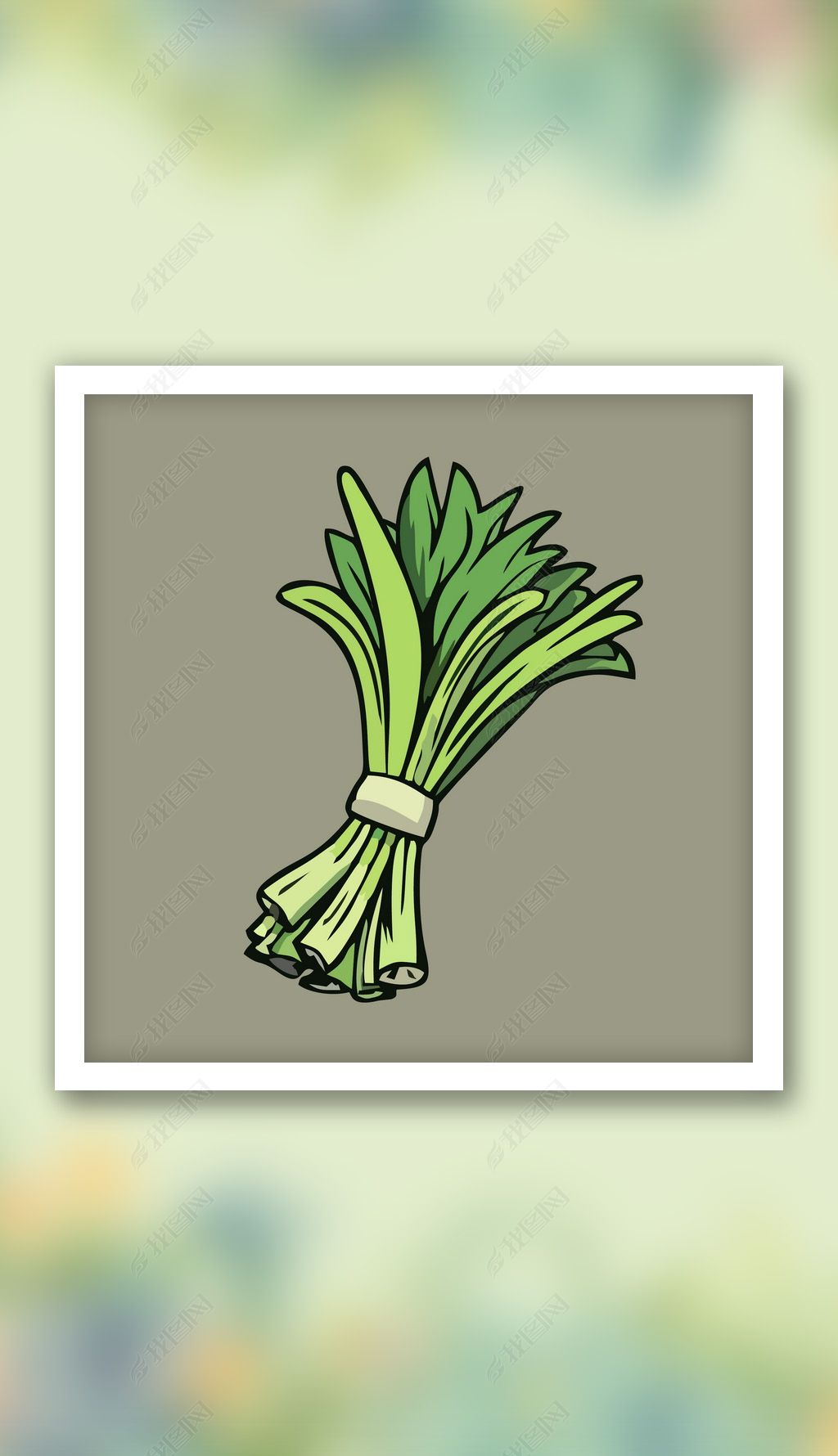 原创韭菜蔬菜植物矢量插图卡通美食简笔画