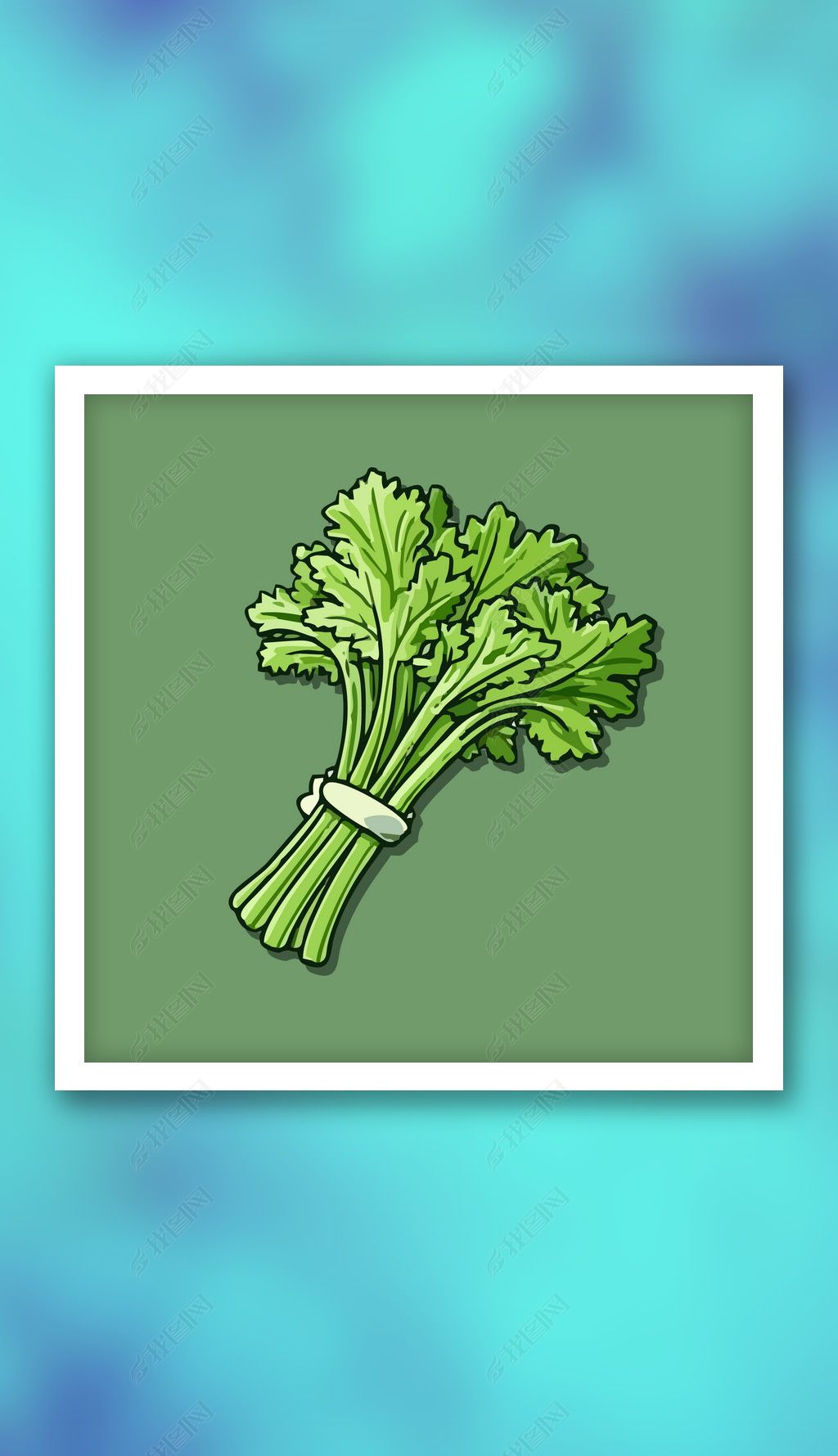 原创芹菜蔬菜植物矢量插图卡通美食简笔画