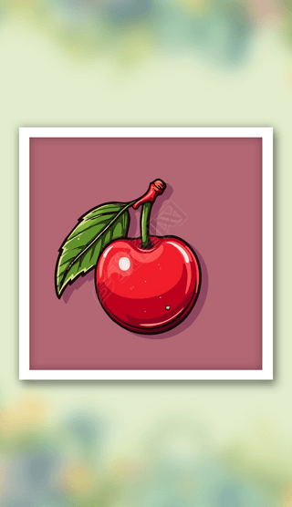 手绘樱桃植物水果矢量插图卡通美食简笔画